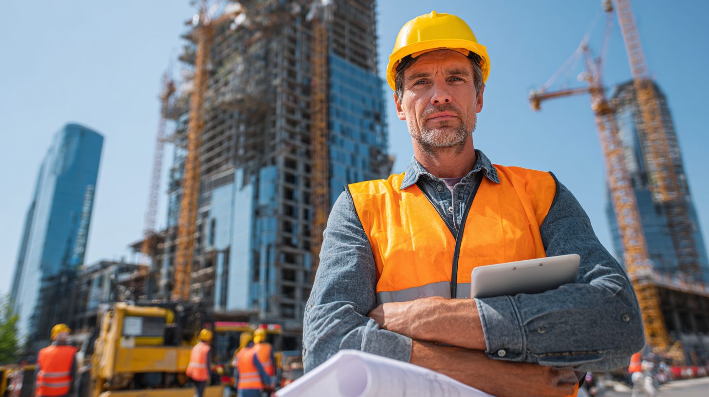 Дмитрий Козлов — портрет инженера-строителя в профессиональной обстановке на фоне строительной площадки